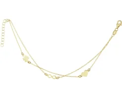 Bransoleta srebrna - serce, nieskończoność, koniczyna