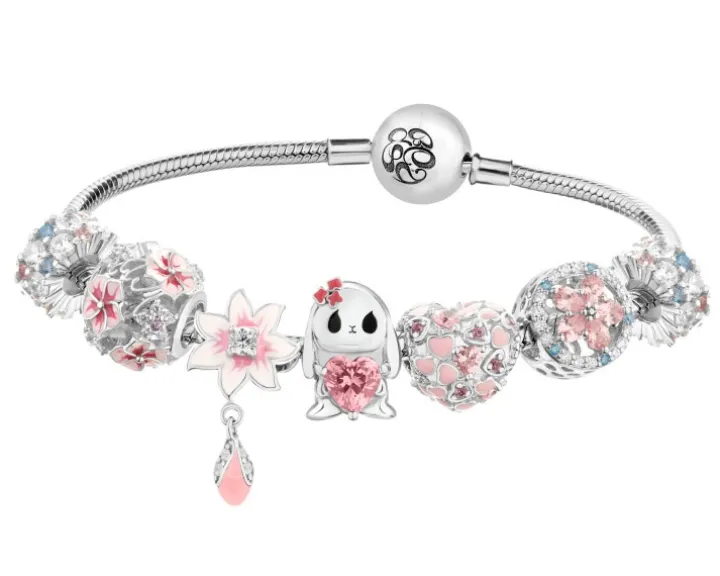 Bransoletka beads zestaw - kwiaty, serce, zajączek