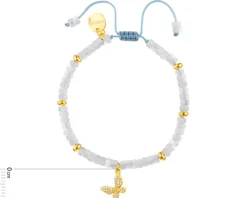 Bransoletka dla dziecka z mosiądzu pozłacana z muszlą i cyrkoniami - motyl