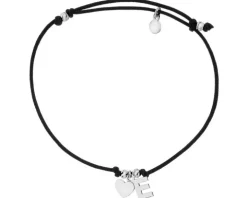 Bransoletka srebrna - litera E, serce