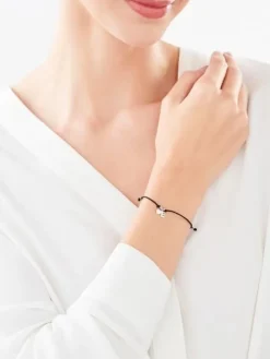 Bransoletka srebrna - litera E, serce