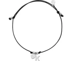 Bransoletka srebrna - litera K, serce