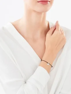 Bransoletka srebrna - litera W, serce