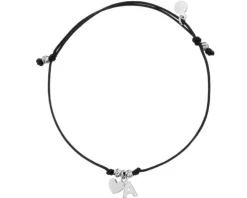 Bransoletka srebrna - litera A, serce