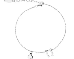 Bransoletka srebrna - podkowa, koniczyna