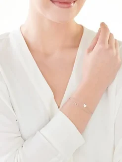 Bransoletka srebrna - serce, nieskończoność