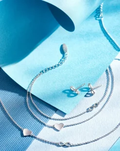 Bransoletka srebrna - serce, nieskończoność