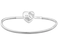 Bransoletka srebrna beads dla dziecka - serce, łapka, kokardka