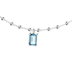 Bransoletka srebrna na nogę, cyrkonia  - kulki