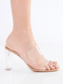 Bransoletka srebrna na nogę, szlifowane szkło - ptak