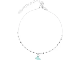 Bransoletka srebrna na nogę, cyrkonia - motyl