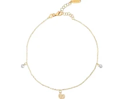 Bransoletka srebrna na nogę, szlifowane szkło - serce