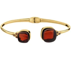 Bransoletka srebrna z bursztynem i granatem syntetycznym