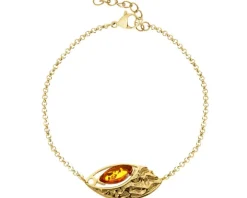 Bransoletka srebrna z bursztynem