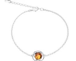 Bransoletka srebrna z bursztynem