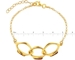 Bransoletka srebrna z bursztynem - łańcuch