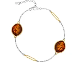 Bransoletka srebrna z bursztynem