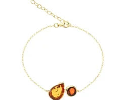 Bransoletka srebrna z bursztynem