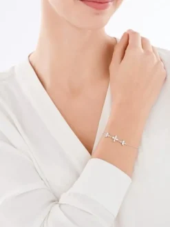 Bransoletka srebrna z cyrkoniami - kwiat