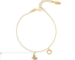 Bransoletka srebrna z cyrkoniami - motyl, serce