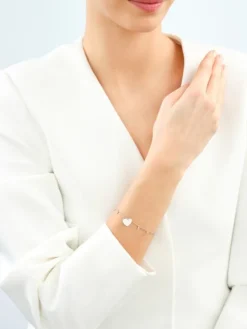 Bransoletka srebrna z cyrkoniami - serce, gwiazdy