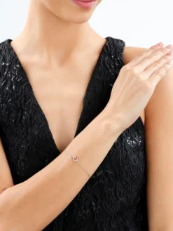 Bransoletka srebrna z cyrkoniami - nieskończoność, serce