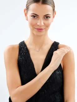 Bransoletka srebrna z cyrkoniami - nieskończoność, serce