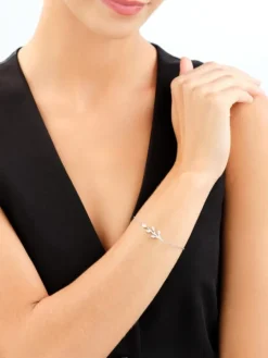 Bransoletka srebrna z cyrkoniami - liście