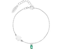 Bransoletka srebrna z cyrkonią - koniczyna