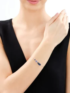 Bransoletka srebrna z cyrkoniami i szlifowanym szkłem