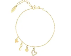 Bransoletka srebrna z cyrkoniami - serce, nieskończoność, koniczyna