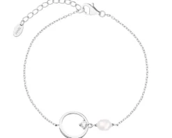 Bransoletka srebrna z cyrkonią i perłą - koło