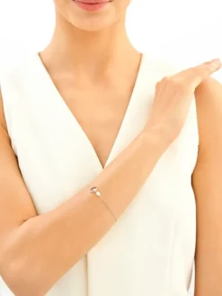 Bransoletka srebrna z cyrkonią i perłą - koło