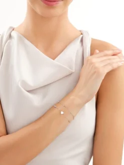 Bransoletka srebrna z cyrkoniami - serca, koła, kulki