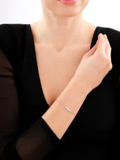 Bransoletka srebrna z  cyrkoniami - mama, serce