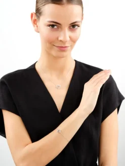 Bransoletka srebrna z cyrkoniami - serca