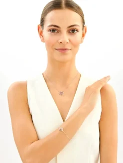 Bransoletka srebrna z cyrkoniami - serca