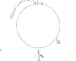 Bransoletka srebrna z cyrkonią - samolot