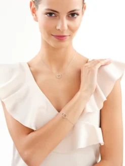 Bransoletka srebrna z cyrkoniami - koła