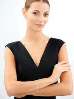 Bransoletka srebrna z cyrkoniami - koniczyny