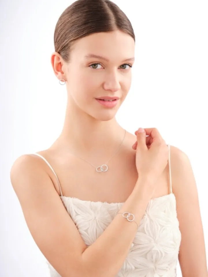 Bransoletka srebrna z cyrkoniami - koła