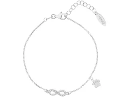 Bransoletka srebrna z cyrkoniami - nieskończoność, łapka