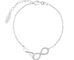 Bransoletka srebrna z cyrkoniami - nieskończoności