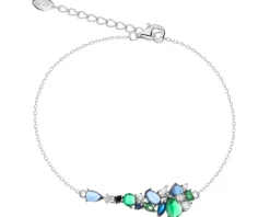 Bransoletka srebrna z cyrkoniami i szlifowanym szkłem