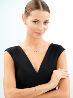 Bransoletka srebrna z cyrkoniami - gwiazdy