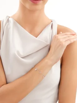 Bransoletka srebrna z cyrkoniami - gwiazdy