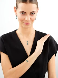 Bransoletka srebrna z cyrkoniami i szlifowanym szkłem