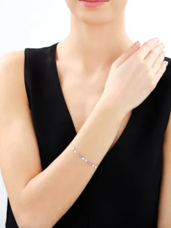 Bransoletka srebrna z cyrkoniami - motyle, miłorzęby