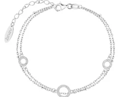 Bransoletka srebrna z cyrkoniami - koła, kulki