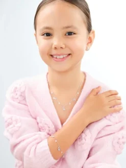 Bransoletka srebrna z cyrkoniami - pies, kość, łapka